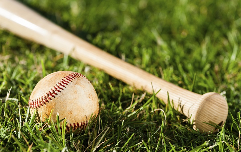 Baseball Bat and Ball on Grass Field